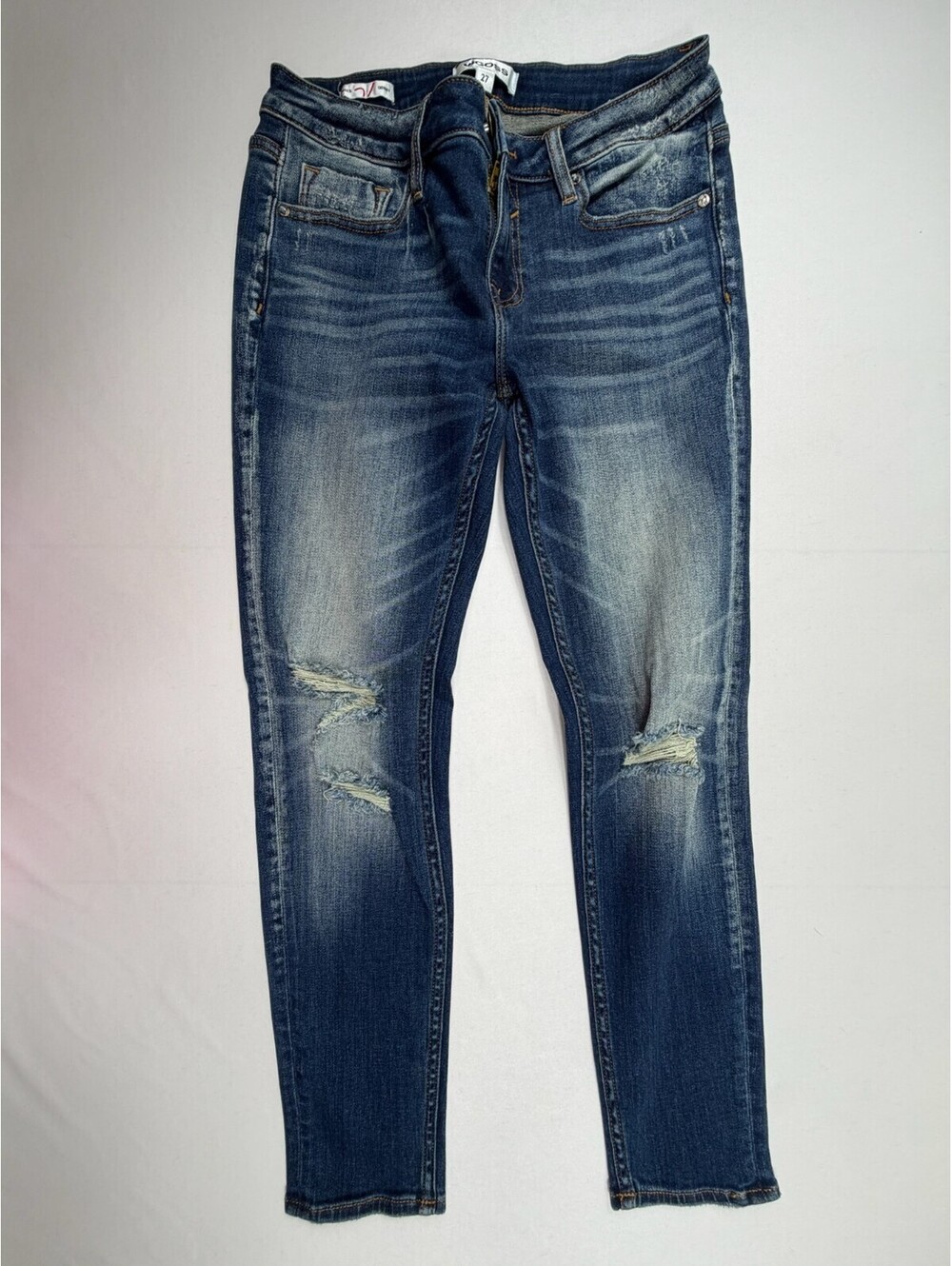 Vigoss Jagger Skinny Jeans Size 27 Distressed Blue Denim